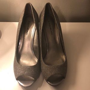 Bandolino Silver Metallic Wedges with peep toe